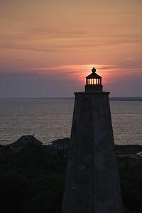 Lighthouse at sunset on Bald Head Island, North Carolina