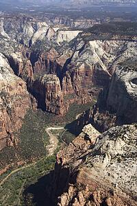 Aerial of desert canyon and river gorge in Utah, USA