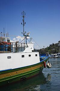 Side view of fishing boat.