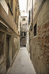Alleyway between buildings in Venice, Italy.