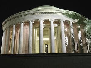 Jefferson Memorial at night in Washington, D. C., USA.