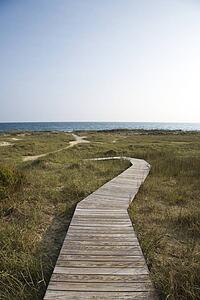 Wooden pathway to beach on Bald Head Island, North Carolina