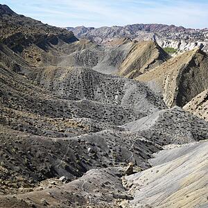 Rocky cliffs in desert landscape of Cottonwood Canyon, Utah