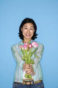 Woman holding flowers 