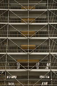 Scaffolding around structure in Rome, Italy.