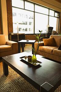 Living area of loft apartment