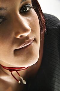 Close up portrait of young Caucasian woman.