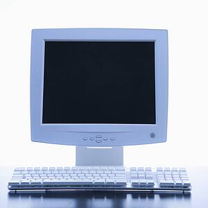Still life of computer monitor and keyboard