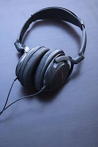 Still life of audio head phones.