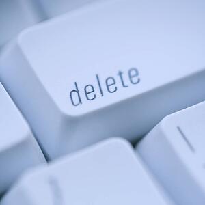 Close up of delete key on computer keyboard.