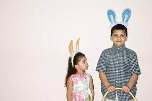 Kids wearing bunny ears