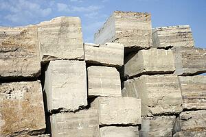 Travertine stone excavated from open mine quarry