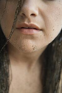 Pretty Caucasian young adult woman's lips.