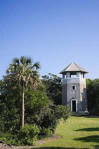 Lighthouse shaped building on Bald Head Island, North Carolina.