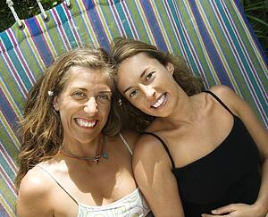 Women laying on a hammock