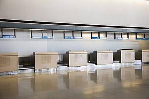 Deserted check-in station in San Francisco airport