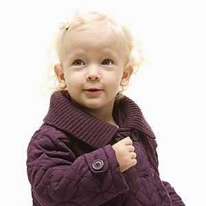 Female toddler in purple coat