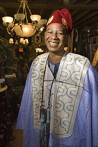 Portrait of smiling mid-adult man wearing traditional African clothing