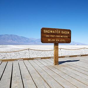Badwater Basin sign in Death Valley National Park