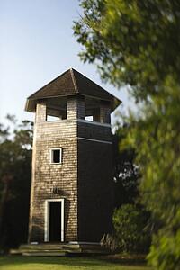 Brick tower standing in park