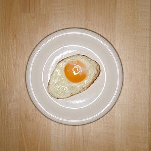 One fried egg on plate