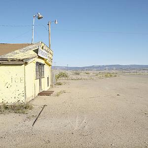 Old trading post in desert landscape of Utah.