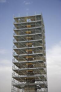Scaffolding around structure in Rome, Italy.