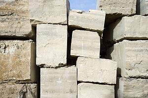 Travertine stone excavated from open mine quarry.