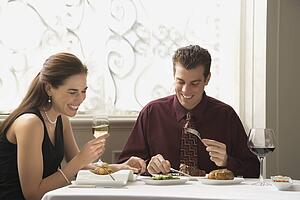 Couple dining in restaurant