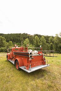 Rear view of old fire truck