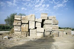 Travertine stone excavated from open mine quarry