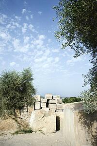 Travertine stone excavated from open mine quarry
