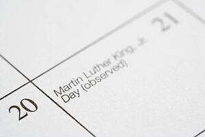 Calendar displaying Martin Luther King Junior Day