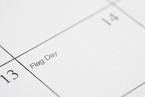 Close up of calendar displaying Flag Day