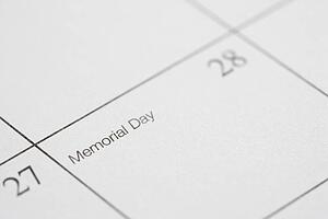 Close up of calendar displaying Memorial Day