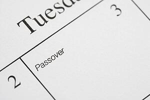 Close up of calendar displaying Passover.