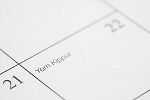 Close up of calendar displaying Yom Kippur