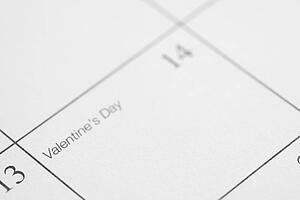 Close up of calendar displaying Valentines Day