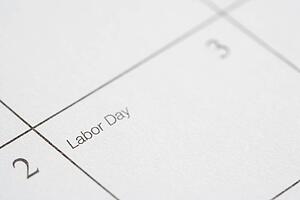 Close up of calendar displaying Labor Day