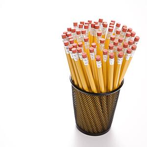 Group of pencils in pencil holder