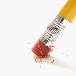 Close up of eraser erasing