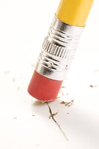 Close up of eraser erasing