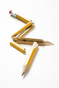 Pencil broken in several places