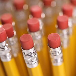 Group of eraser ends of pencils