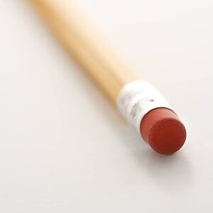 Selective focus of eraser on a pencil