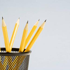 Group of pencils in pencil holder