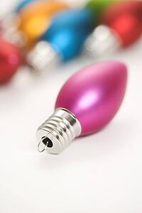 Still life of multicolored Christmas ornaments.