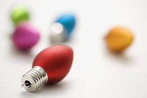 Still life of multicolored Christmas ornaments.