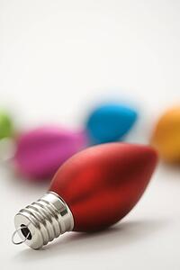 Still life of multicolored Christmas ornaments.