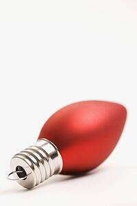 Still life of red Christmas ornament.